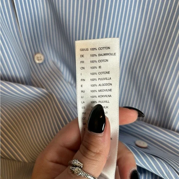 Lindbergh Blue White Stripe Soft Touch Poplin Button Down Size XL - Picture 6 of 8